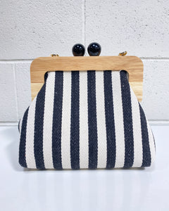 Blue and White Striped Handbag