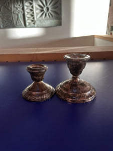 Sterling Silver Crown Candle Holder Set