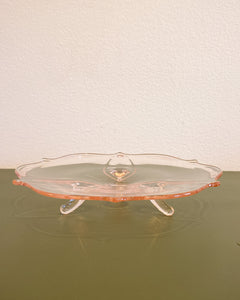 Vintage Pale Pink Footed Glass Catchall