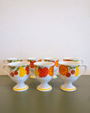 Load image into Gallery viewer, Vintage Set of 7 Springtime Japan Fruit Footed Coffee Cups
