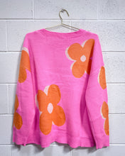 Load image into Gallery viewer, Pink and Orange Flower Power Sweater
