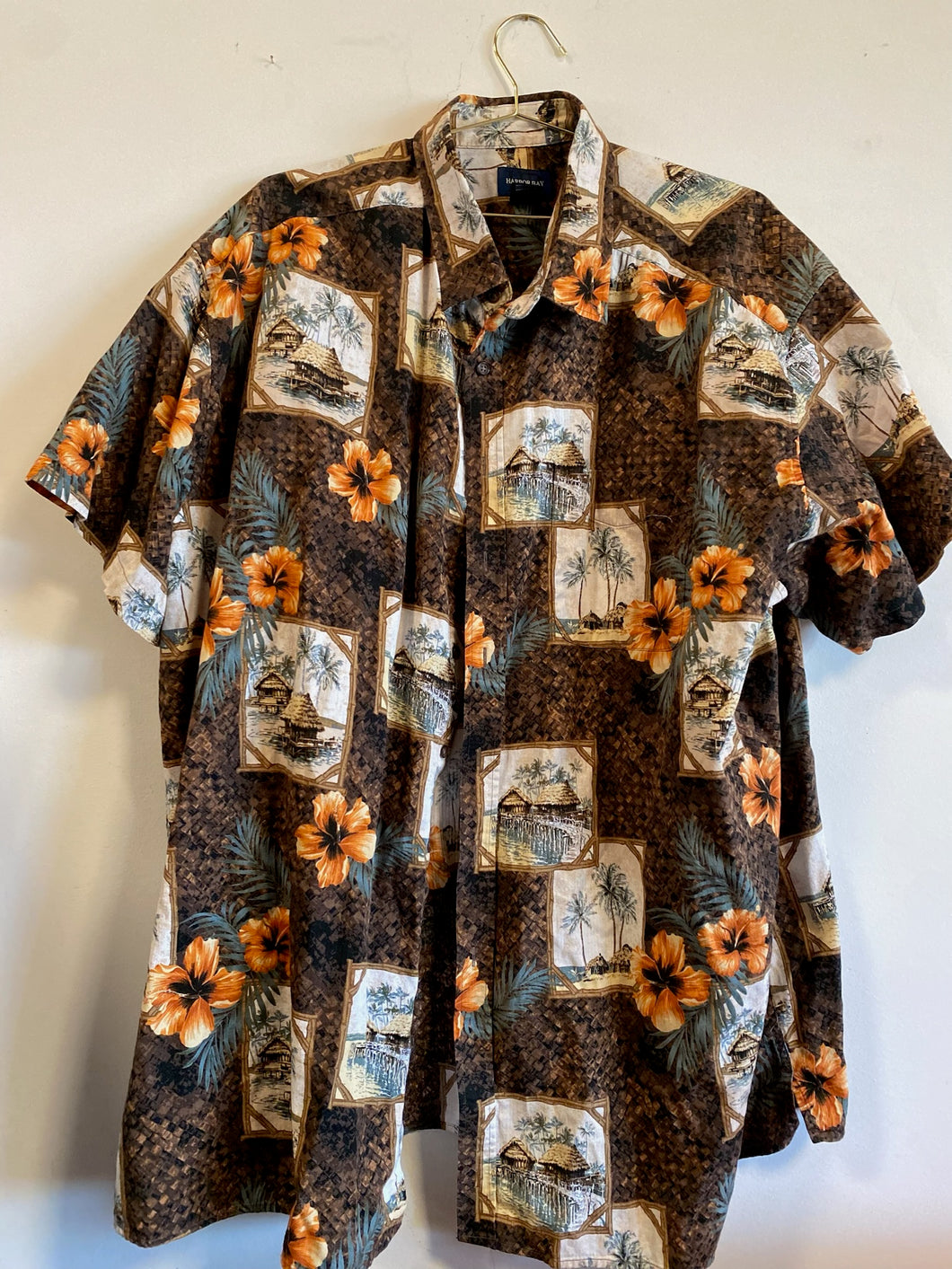 Harbor Bay Brown Hawaiian Shirt