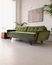 Load image into Gallery viewer, 80&quot; Desmond Walnut Framed Sofa in Olive Green
