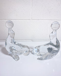 Vintage Martinsville Glass Seal Bookends