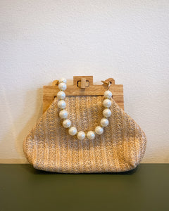 Woven Purse with Pearl Strap