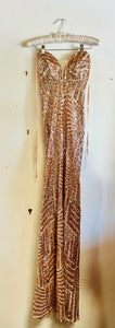 MayQueen Mermaid Strapless Gold Glitter Dress