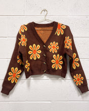 Load image into Gallery viewer, Brown and Orange Flower Power Cardigan
