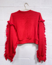 Load image into Gallery viewer, Red Pullover with Fringe Detail
