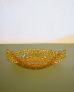 Vintage Fenton Amber Canoe Dish