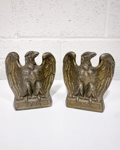 Vintage Brass 1776 Eagle Bookends