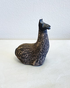 Black and White Ceramic Sitting Llama