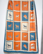 Load image into Gallery viewer, Large Horse Scarf/Throw in Blue and Orange
