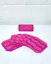 Load image into Gallery viewer, Set of 6 Pink and Purple Needlepoint Coasters
