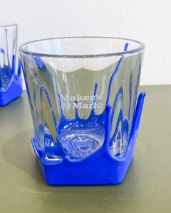 Pair of Maker’s Mark Blue Wax Whiskey Glasses