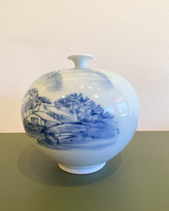 Late 20th Century Chinese Blue and White Porcelain Baluster Vase