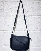 Load image into Gallery viewer, Black Diagonal Stitched Crossbody Bag
