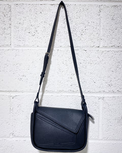 Black Diagonal Stitched Crossbody Bag