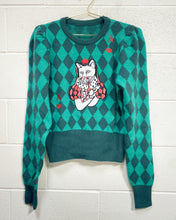 Load image into Gallery viewer, Argyle Kitty Sweater (L)
