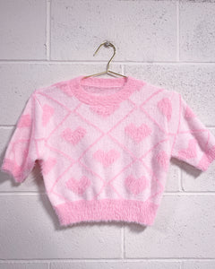 Super Soft Baby Pink Blouse with Hearts (L)