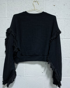 Black Pullover with Fringe Detail