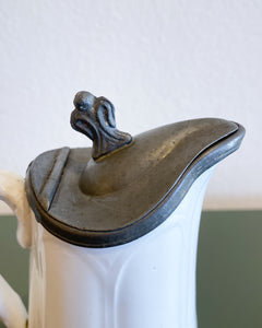 English Victorian Syrup or Milk Jug with a Pewter Lid