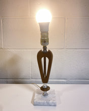 Load image into Gallery viewer, Vintage Small Wood and Stone Table Lamp - As Found
