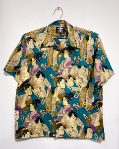 Button Up Shirt with Japanese Motif (M)