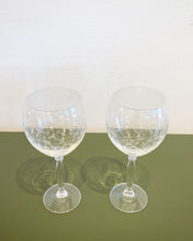 Load image into Gallery viewer, Vintage Set of 3 Etxhed Crystal Wine Glasses
