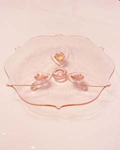 Vintage Pale Pink Footed Glass Catchall