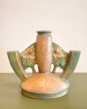 Load image into Gallery viewer, Vintage 1920&#39;s Roseville Dahlrose Triple Bud Vase
