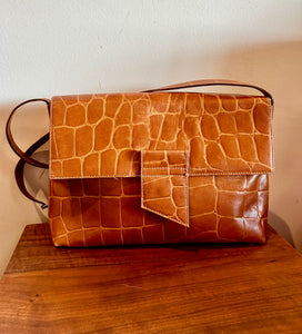 Carla March made in Italy Leather Snake Print Crossbody  Purse