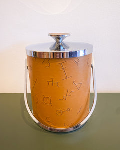 Vintage Embossed Faux Leather Ice Bucket