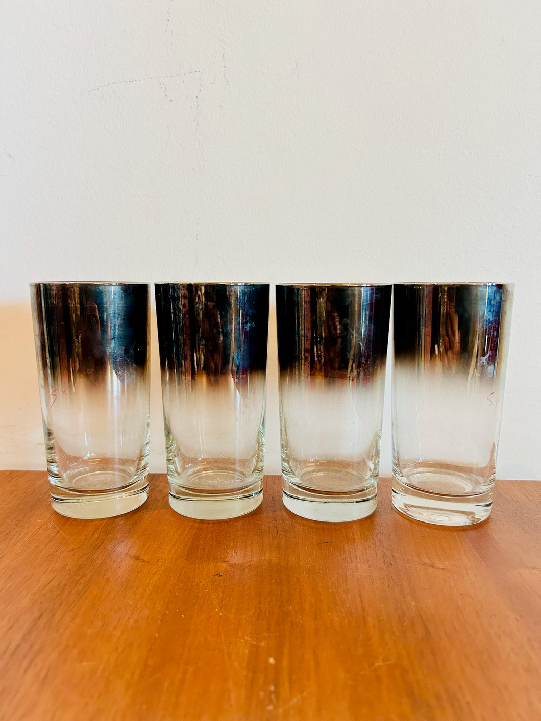 Silver Fade Mercury Ombre Highball Glasses set of 4