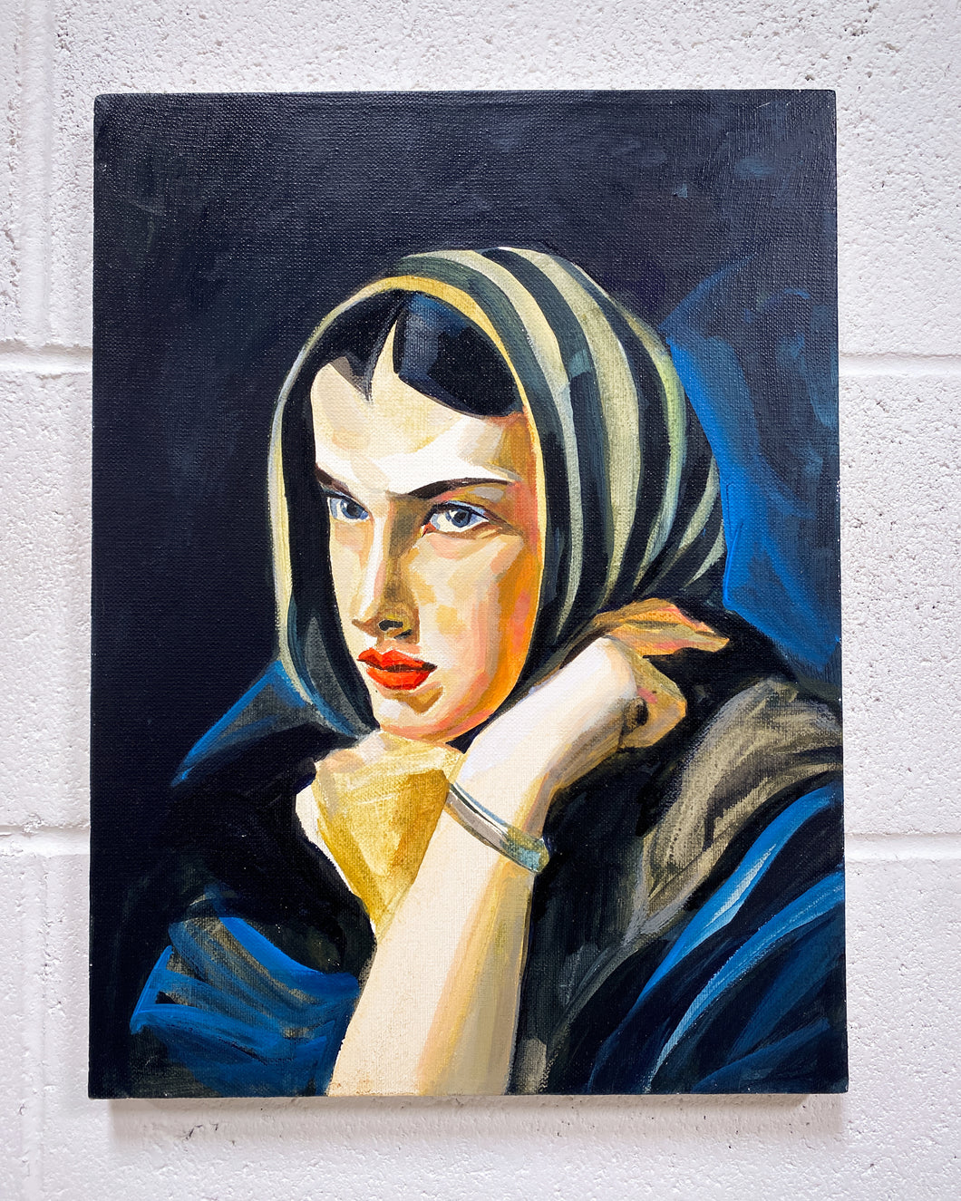 Oil Painting of Woman in Scarf by VG