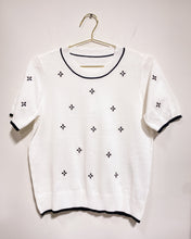 Load image into Gallery viewer, White Knit Blouse with Black Flowers (M)
