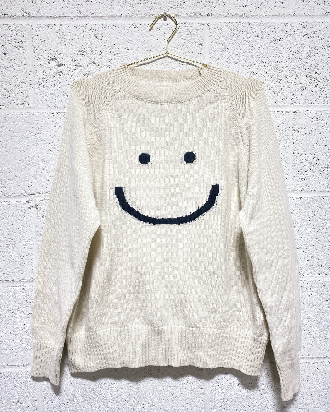 Cream Smiley Face Sweater (XL)