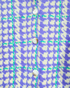 Lavender and Green Houndstooth Cardigan (L)