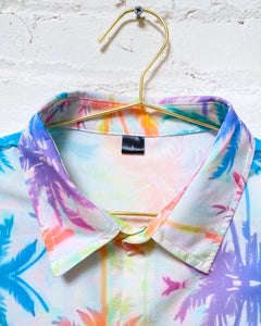 Palm Tree Technicolor Button Up (L)