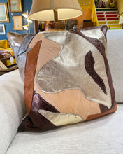 Load image into Gallery viewer, Leather Patch Pillow “Desert Dusk”
