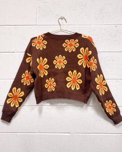 Brown and Orange Flower Power Cardigan