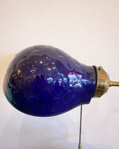 Vintage Blue Ceramic and Brass Table Lamp