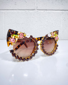 Jeweled Cat Eye Tortoise Sunnies