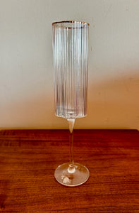 Tall Clear Ribbed Flute Wine Glass