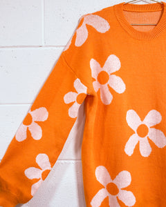 Orange Flower Power Pullover (L)