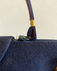 Vintage Blue Wool Handbag