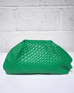 Kelly Green Woven Clutch