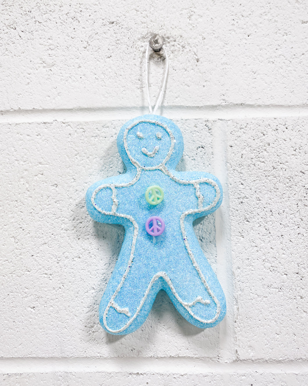 Turquoise Glitter Gingerbread Ornament