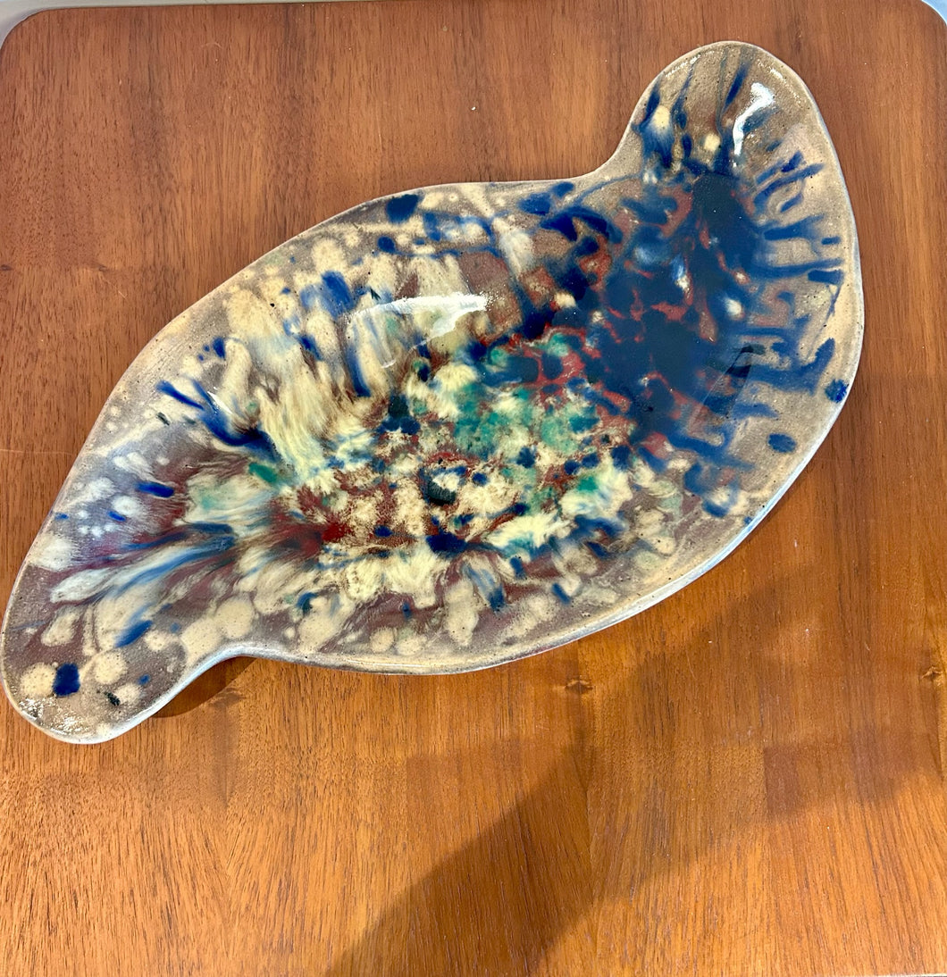 Glazed Pottery Oval Bowl