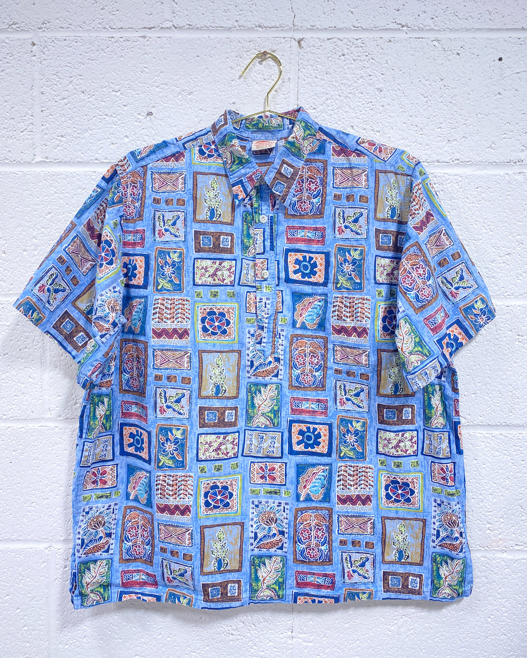 Go Hawaiian Blue Cotton Shirt (XL)