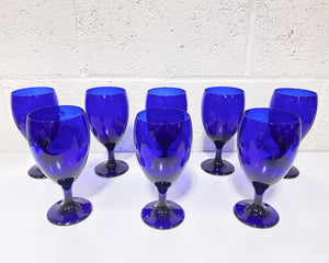 Set of 8 Cobalt Blue Wine Goblets